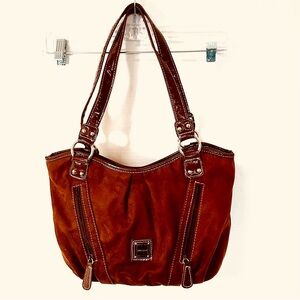 Alfred Dunner Women's 2 Handle Multi Pocket Brown Shoulder Hobo Bag VGC